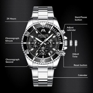 Foto 6 | Reloj Megalith con Cronógrafo Impermeable de Acero Inoxidable para Hombre - Venta Internacional