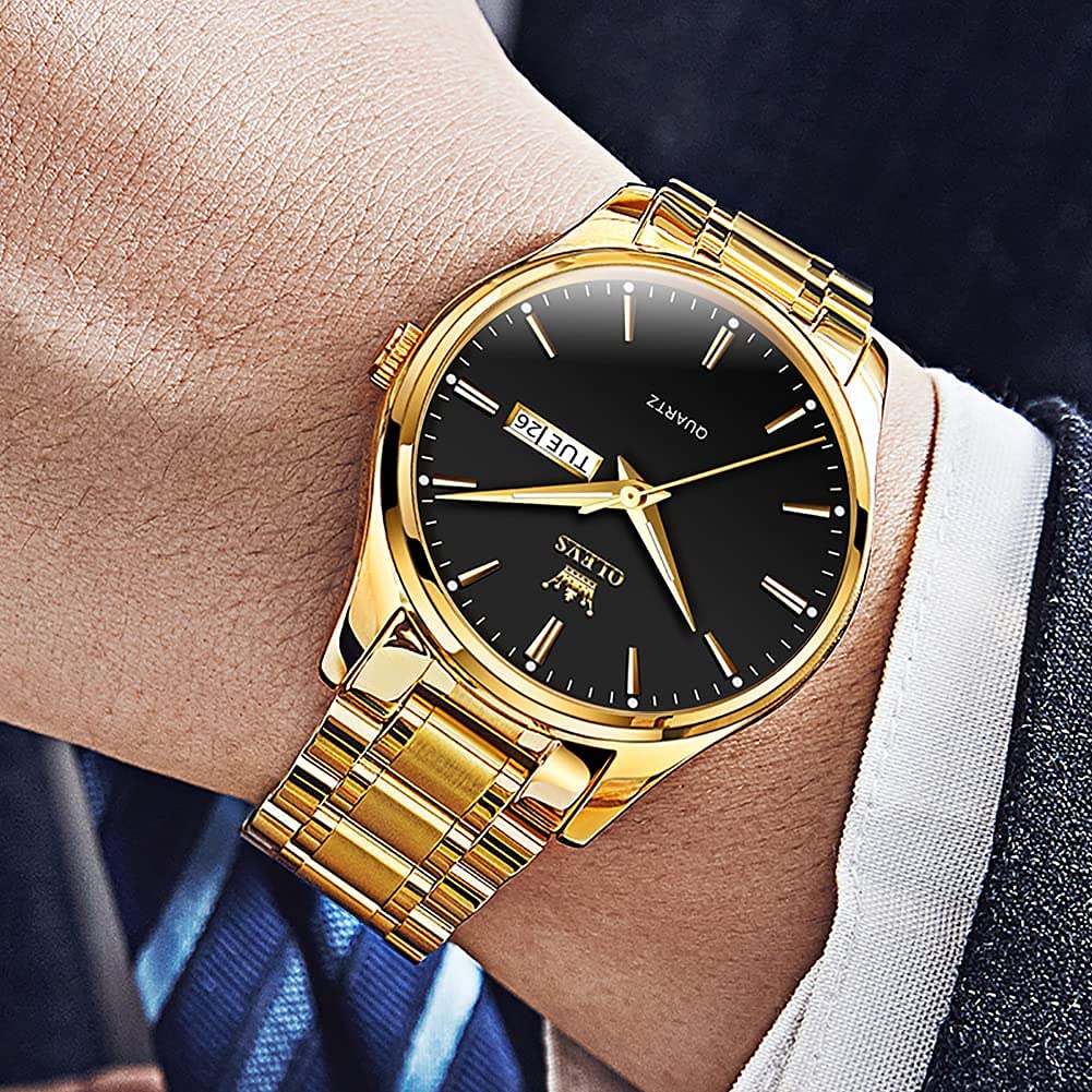 Foto 3 pulgar | Reloj Olevs Gold De Acero Inoxidable Impermeable Para Hombre - Venta Internacional.