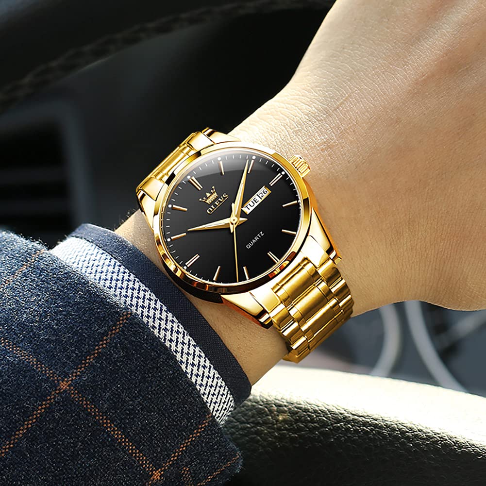 Foto 4 pulgar | Reloj Olevs Gold De Acero Inoxidable Impermeable Para Hombre - Venta Internacional.