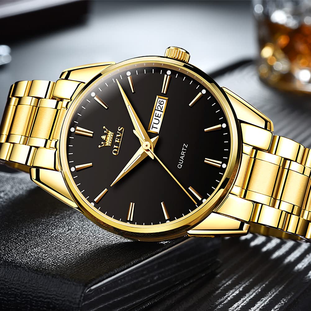 Foto 5 pulgar | Reloj Olevs Gold De Acero Inoxidable Impermeable Para Hombre - Venta Internacional.