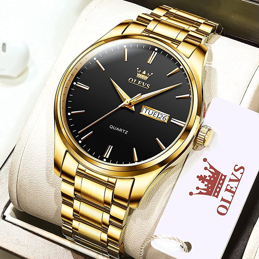 Foto 8 pulgar | Reloj Olevs Gold De Acero Inoxidable Impermeable Para Hombre - Venta Internacional.