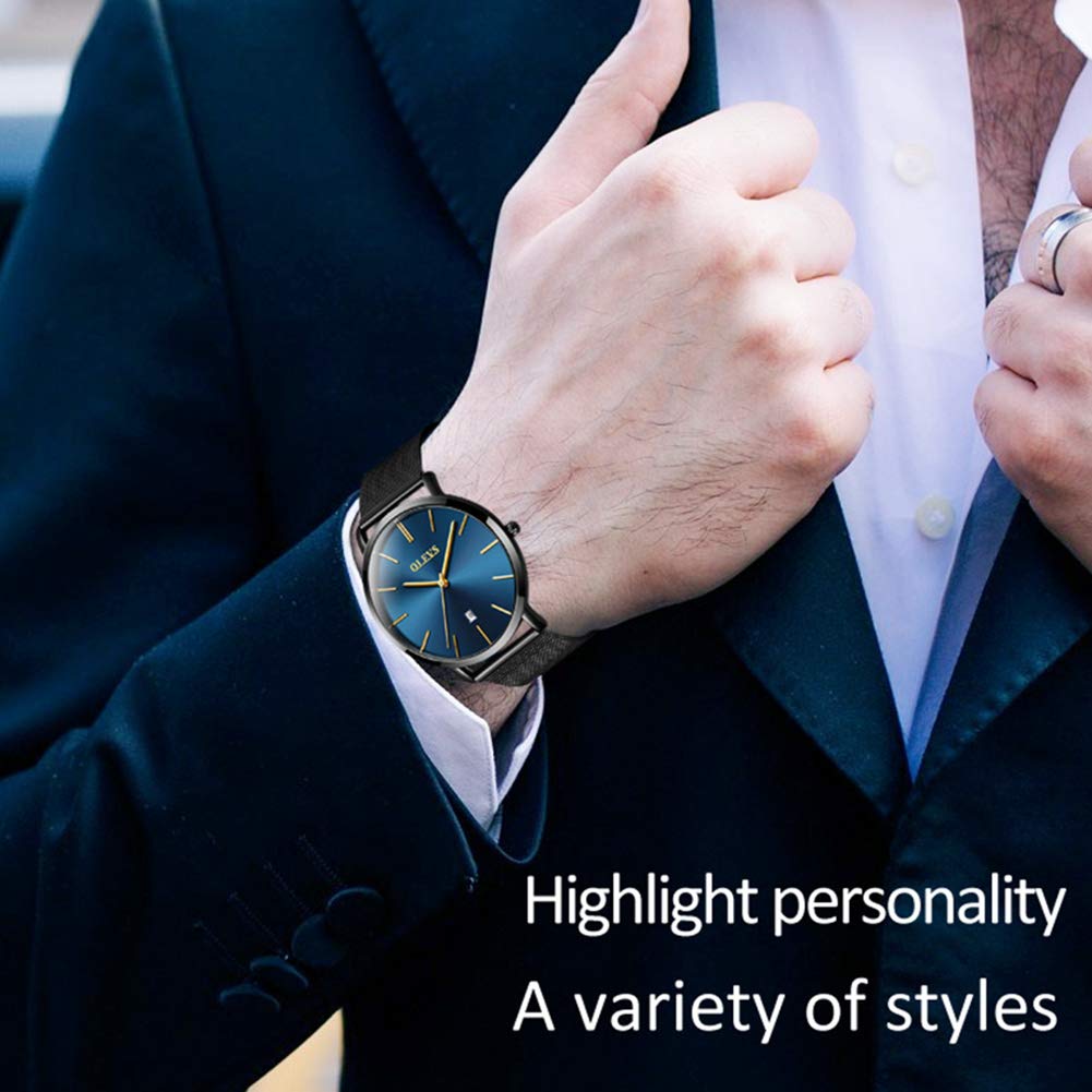 Foto 2 | Reloj Olevs Con Esfera Azul Ultrafina Impermeable Para Hombre - Venta Internacional.