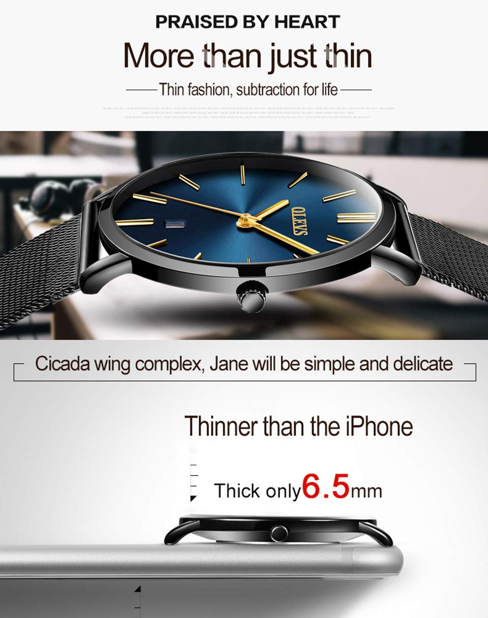 Foto 4 pulgar | Reloj Olevs Con Esfera Azul Ultrafina Impermeable Para Hombre - Venta Internacional.