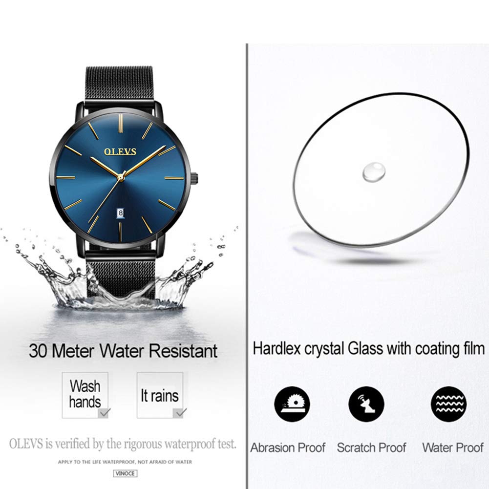 Foto 7 pulgar | Reloj Olevs Con Esfera Azul Ultrafina Impermeable Para Hombre - Venta Internacional.