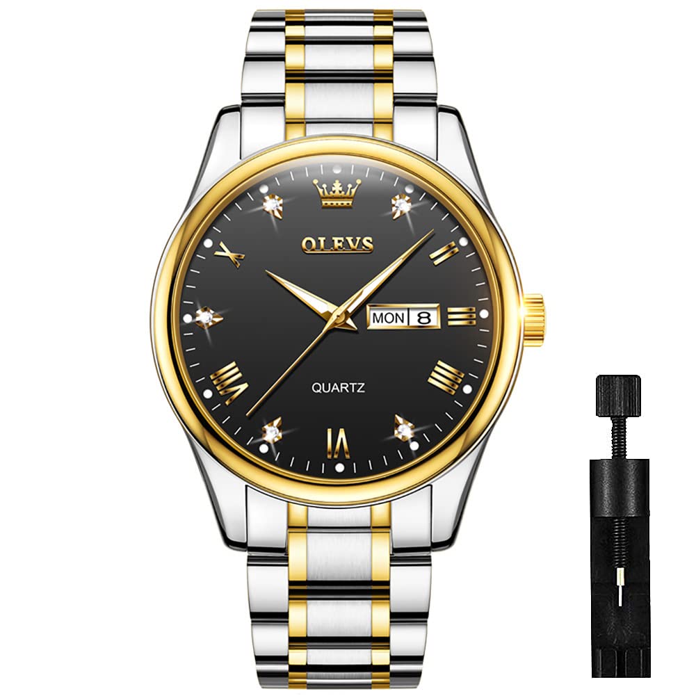 Foto 2 pulgar | Reloj Olevs Dress Para Hombre, Correa Clásica De Acero Inoxidable Para Día Y Fecha - Venta Internacional.