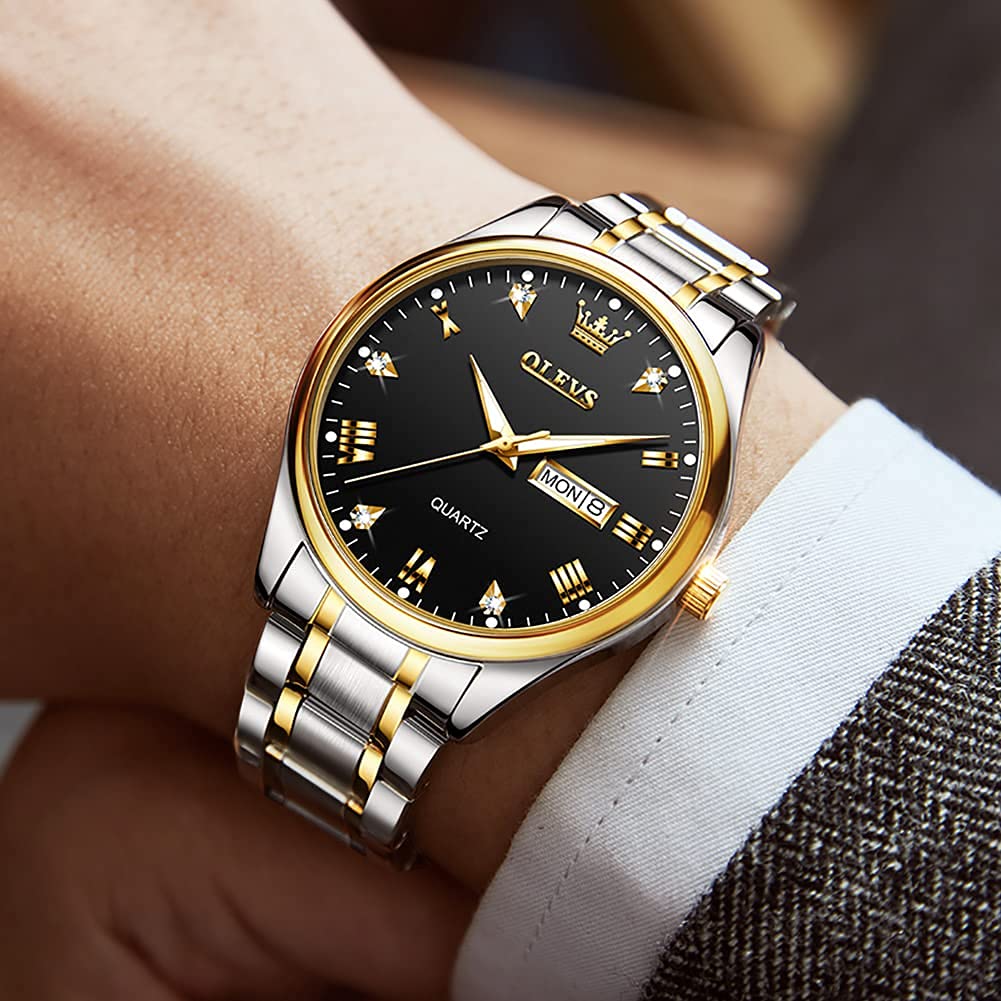 Foto 4 pulgar | Reloj Olevs Dress Para Hombre, Correa Clásica De Acero Inoxidable Para Día Y Fecha - Venta Internacional.