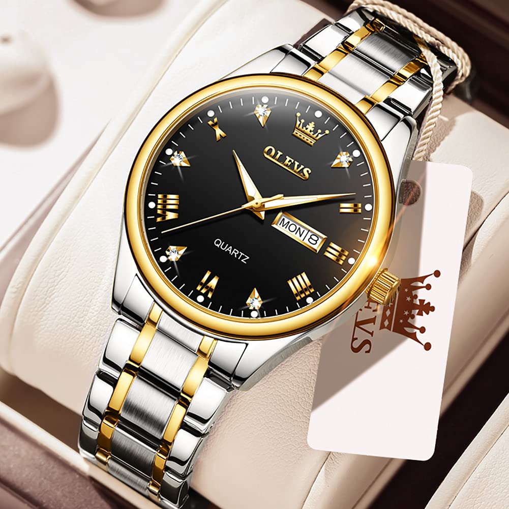 Foto 5 pulgar | Reloj Olevs Dress Para Hombre, Correa Clásica De Acero Inoxidable Para Día Y Fecha - Venta Internacional.
