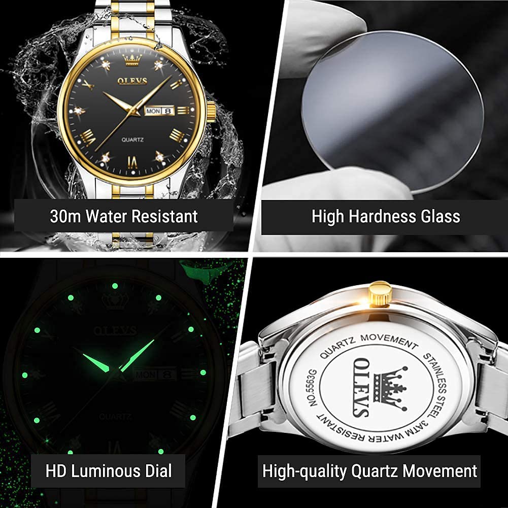 Foto 6 pulgar | Reloj Olevs Dress Para Hombre, Correa Clásica De Acero Inoxidable Para Día Y Fecha - Venta Internacional.