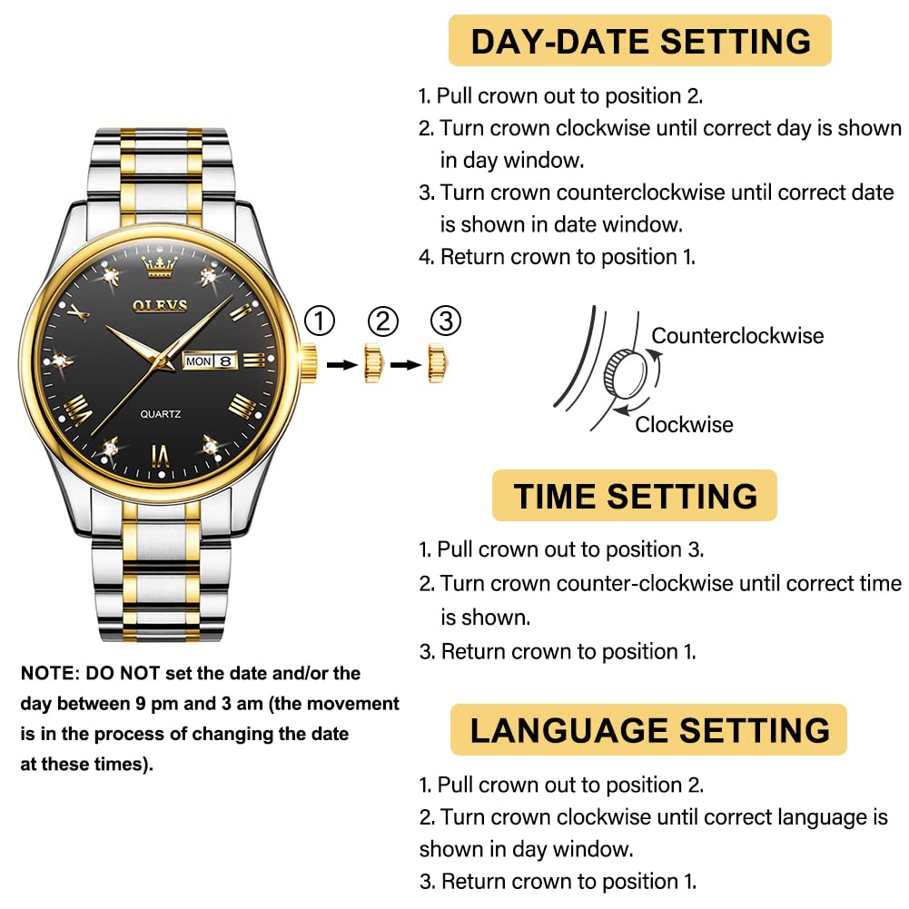 Foto 6 | Reloj Olevs Dress Para Hombre, Correa Clásica De Acero Inoxidable Para Día Y Fecha - Venta Internacional.