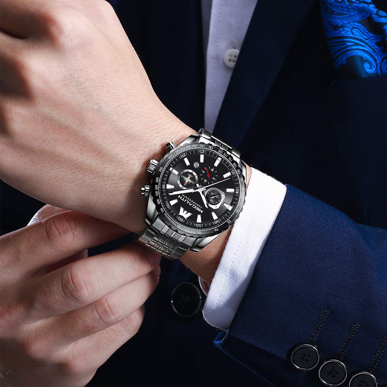 Foto 2 | Reloj Megalith Chronograph Para Hombre De Acero Inoxidable 3atm - Venta Internacional.