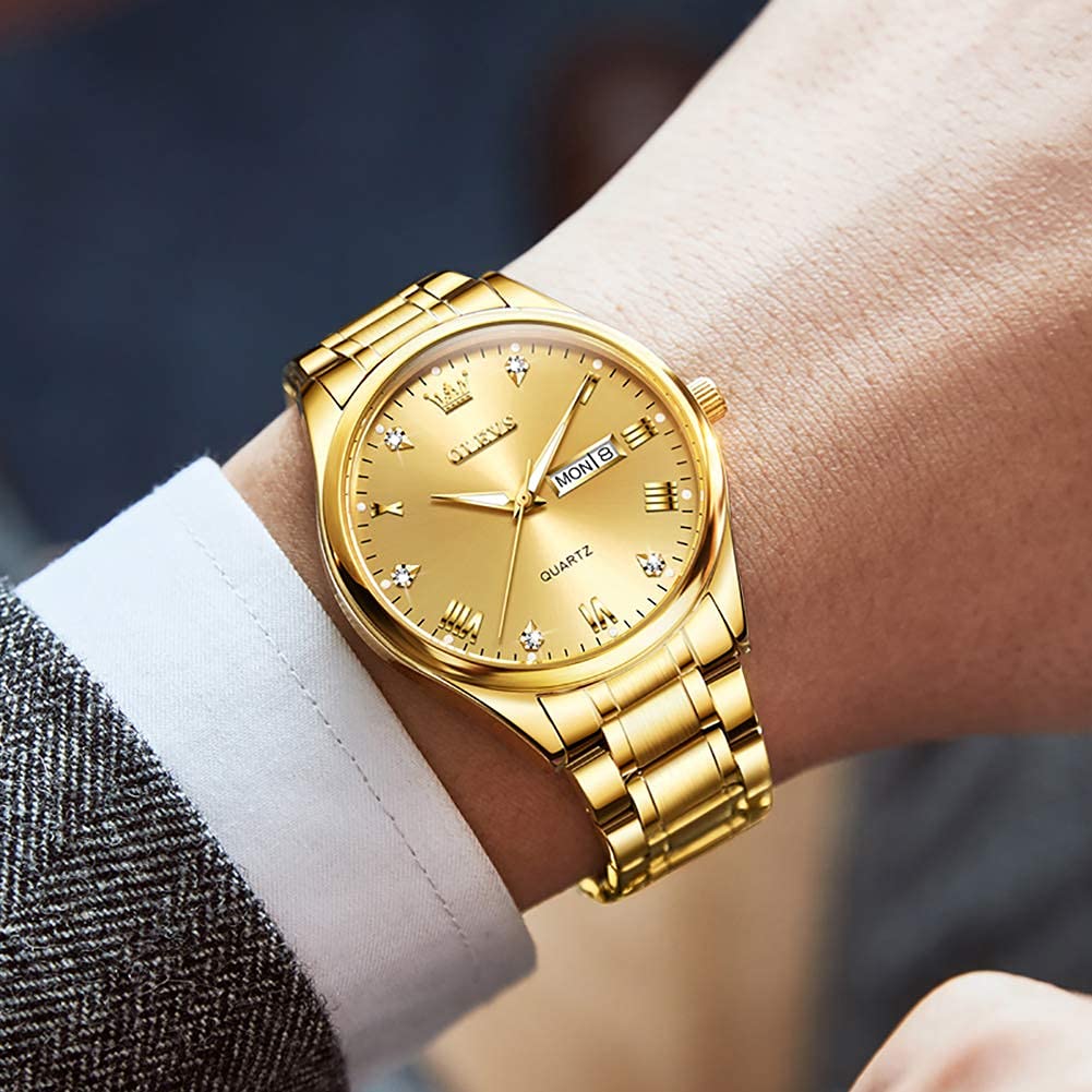 Foto 2 | Reloj Olevs All Gold Para Hombre De Acero Inoxidable Resistente Al Agua - Venta Internacional.