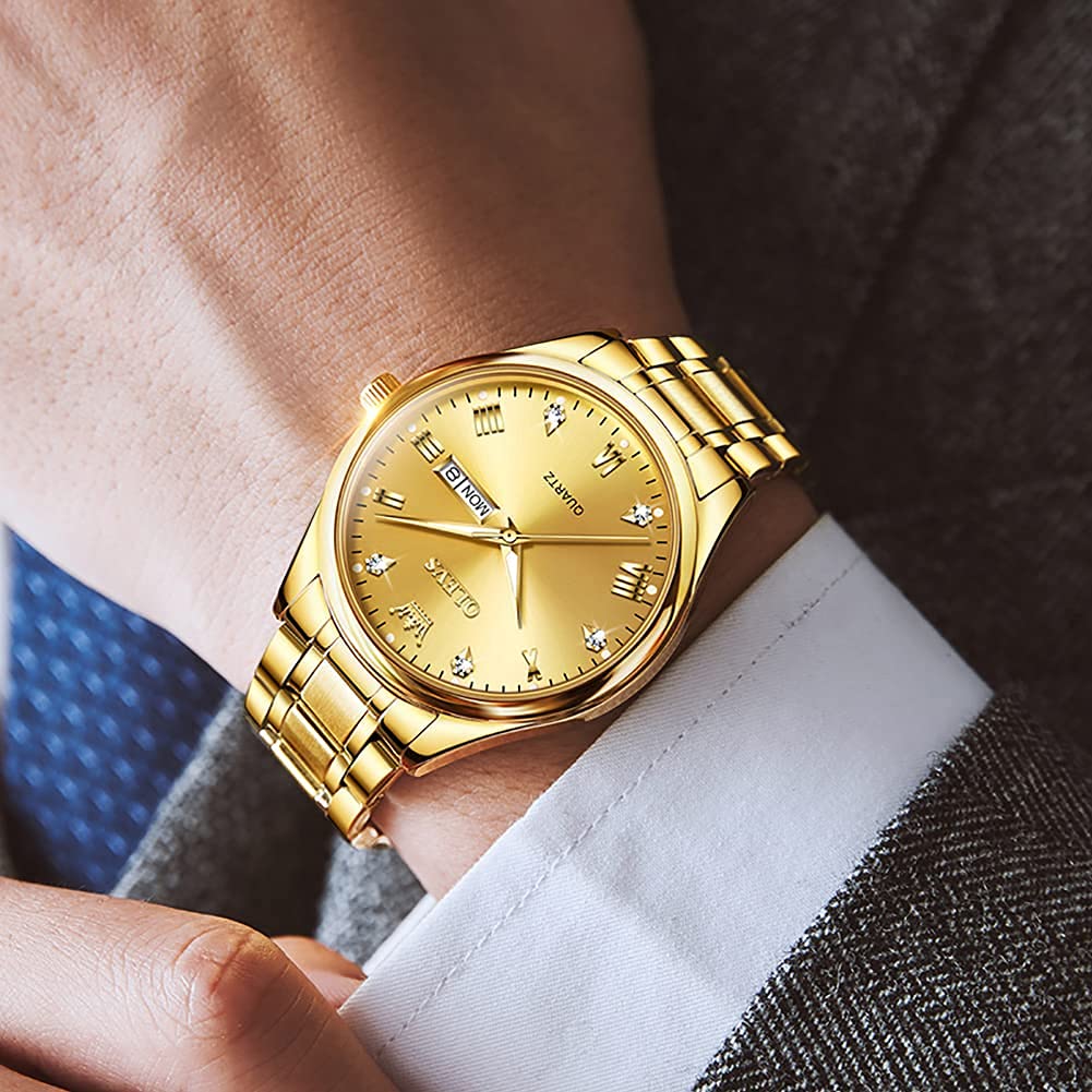 Foto 4 pulgar | Reloj Olevs All Gold Para Hombre De Acero Inoxidable Resistente Al Agua - Venta Internacional.