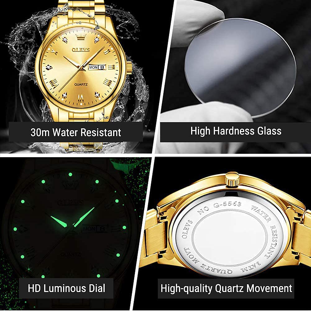 Foto 5 | Reloj Olevs All Gold Para Hombre De Acero Inoxidable Resistente Al Agua - Venta Internacional.
