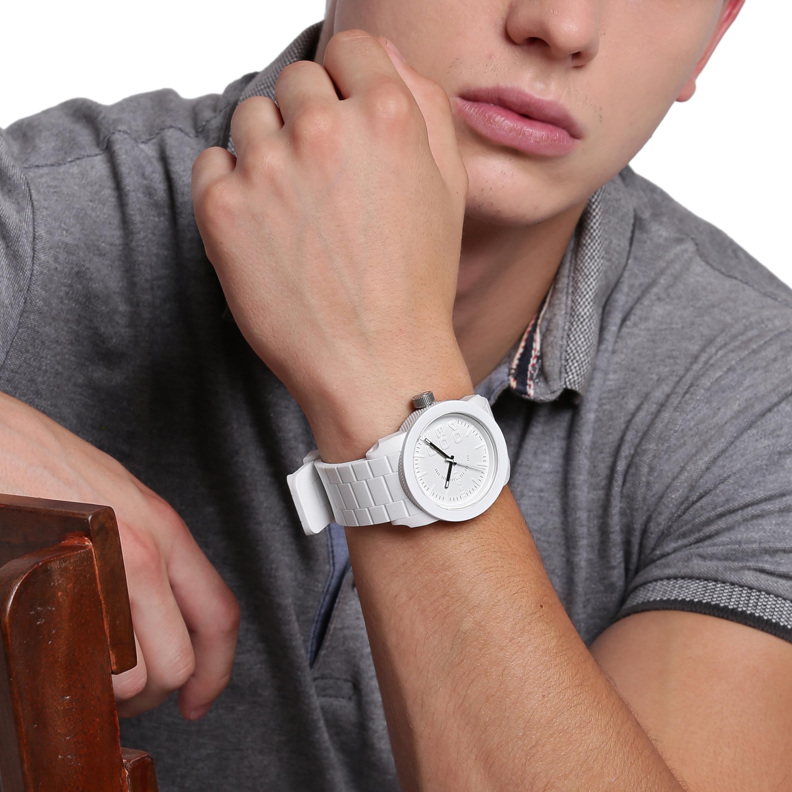 Foto 6 pulgar | Reloj Diesel Double Down Dz1436 De Silicona Blanca Para Hombre - Venta Internacional.
