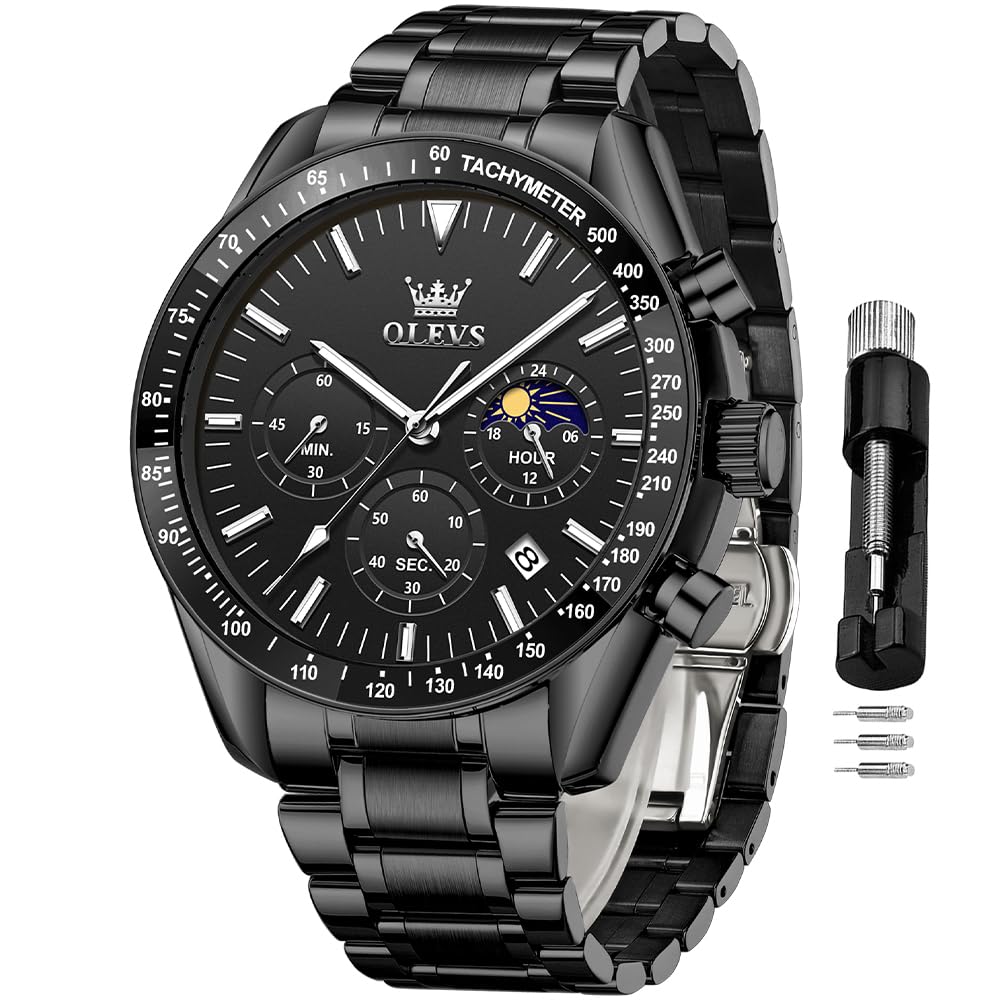 Reloj Olevs Vestido De Negocios Negro Dorado Bicolor Para Hombre - Venta Internacional.