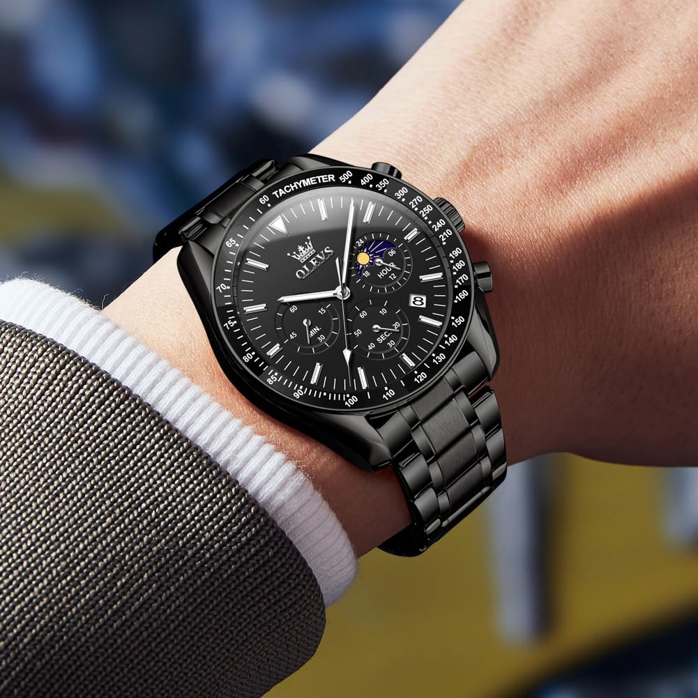 Foto 2 | Reloj Olevs Vestido De Negocios Negro Dorado Bicolor Para Hombre - Venta Internacional.