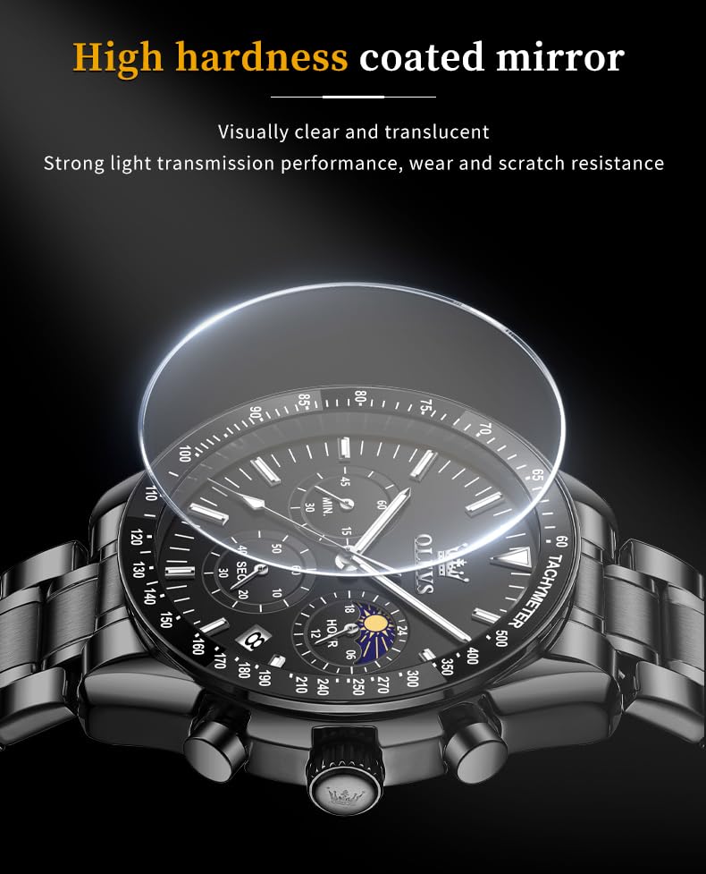 Foto 5 pulgar | Reloj Olevs Vestido De Negocios Negro Dorado Bicolor Para Hombre - Venta Internacional.