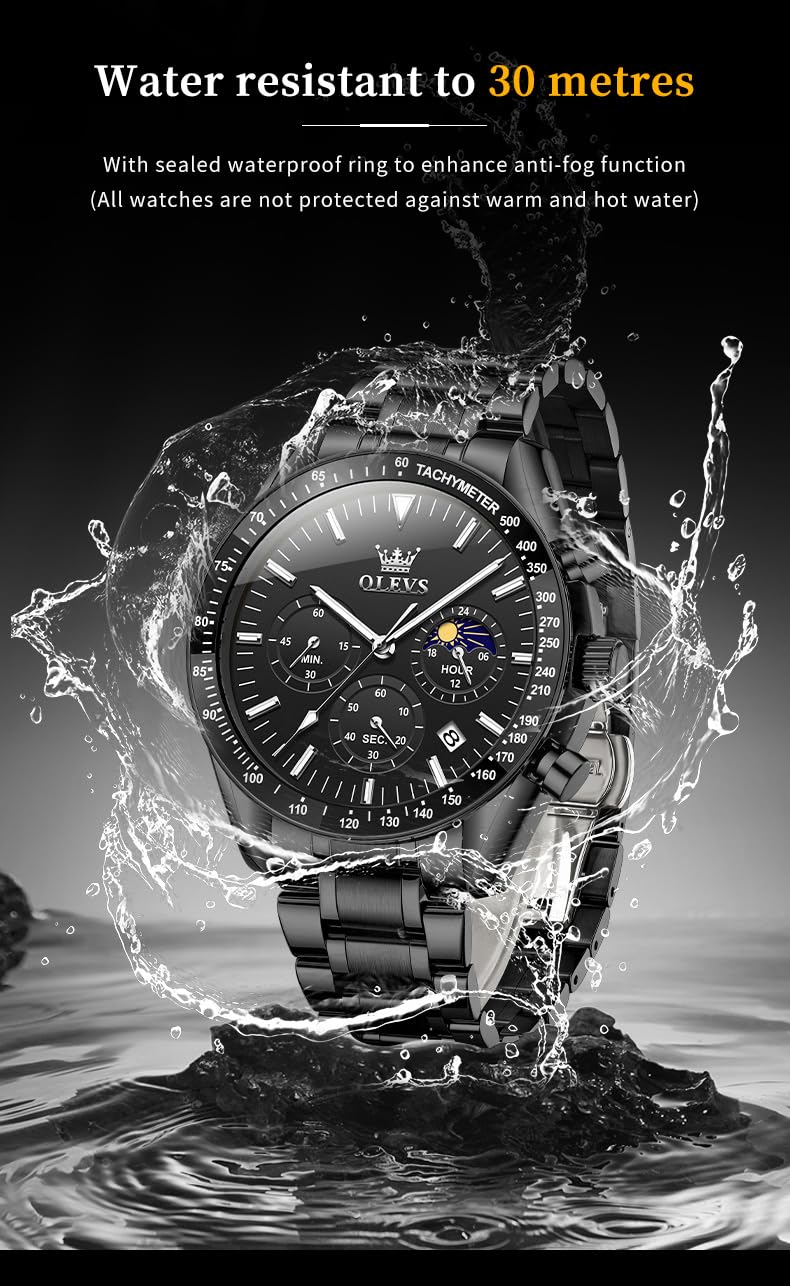 Foto 6 pulgar | Reloj Olevs Vestido De Negocios Negro Dorado Bicolor Para Hombre - Venta Internacional.
