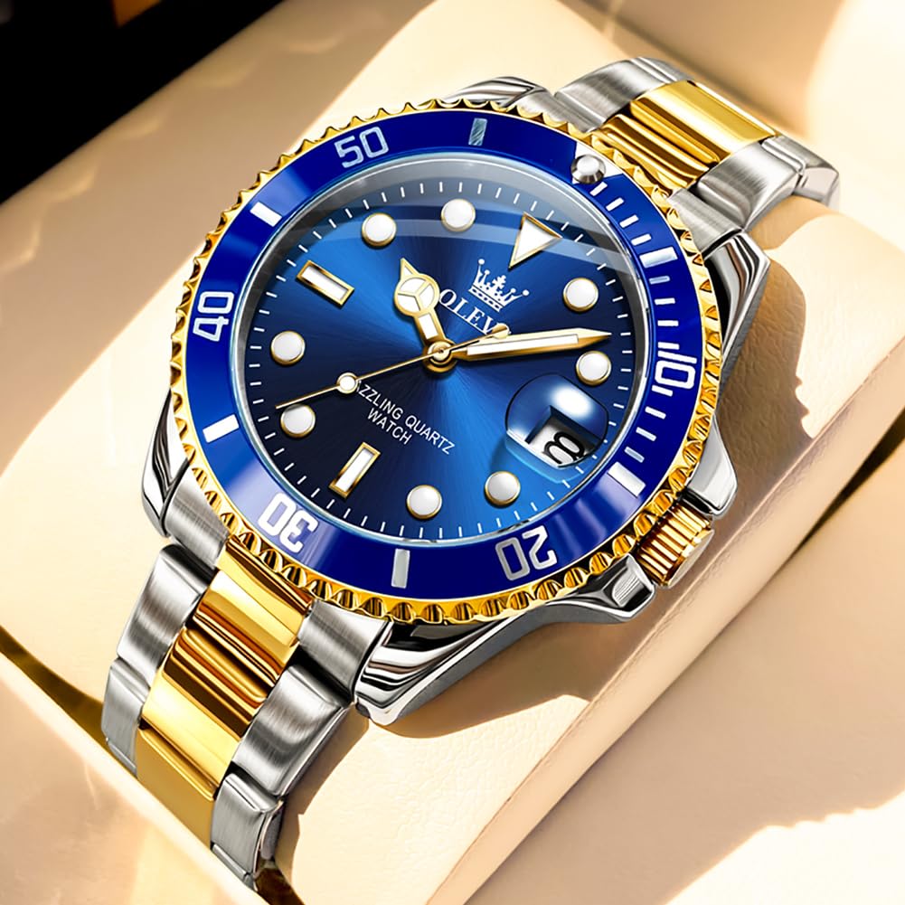 Foto 2 | Reloj Olevs Vestido Clásico Azul De Acero Inoxidable Para Hombre - Venta Internacional.