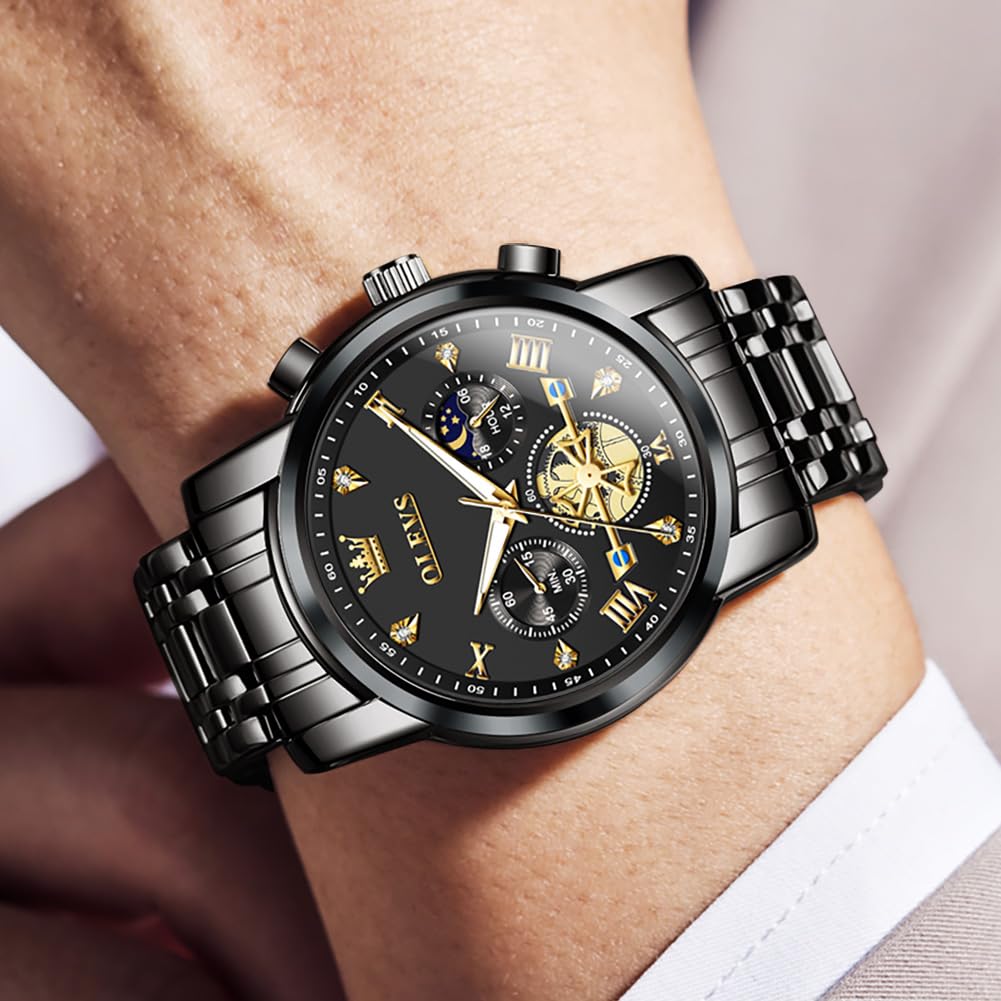 Foto 4 pulgar | Reloj De Pulsera Olevs Black Diamond Business Dress Para Hombre - Venta Internacional.