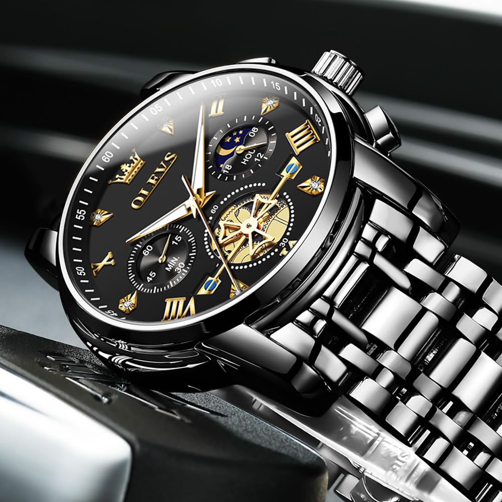 Foto 6 pulgar | Reloj De Pulsera Olevs Black Diamond Business Dress Para Hombre - Venta Internacional.