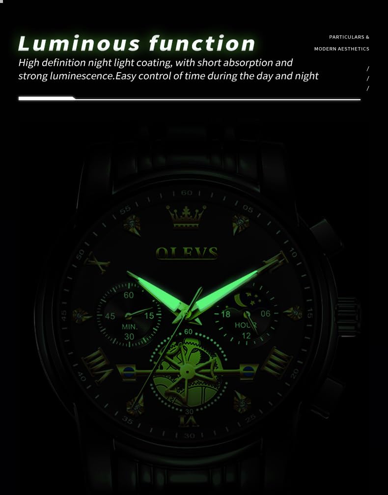 Foto 8 pulgar | Reloj De Pulsera Olevs Black Diamond Business Dress Para Hombre - Venta Internacional.