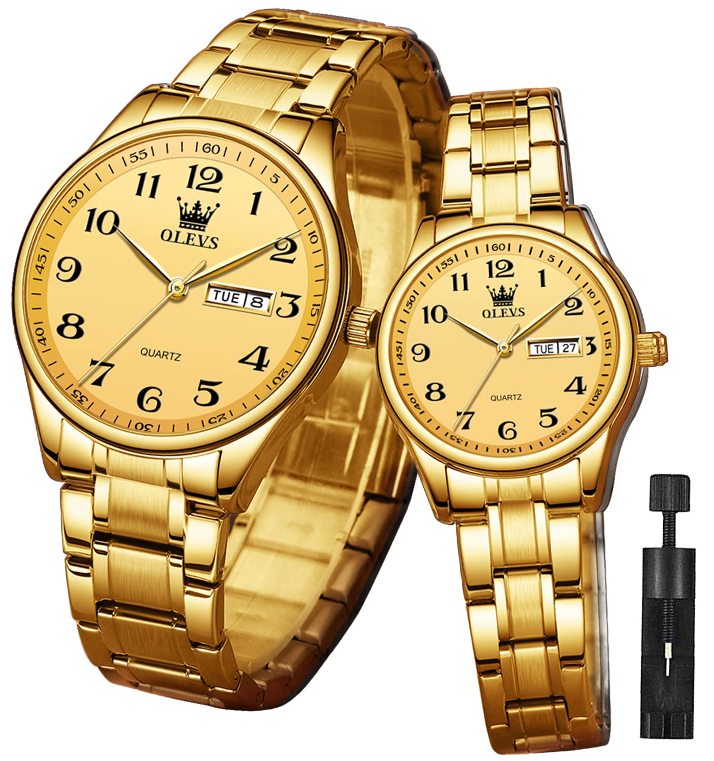 Foto 2 pulgar | Reloj Olevs De Cuarzo Dorado Impermeable Para Parejas De San Valentín - Venta Internacional.