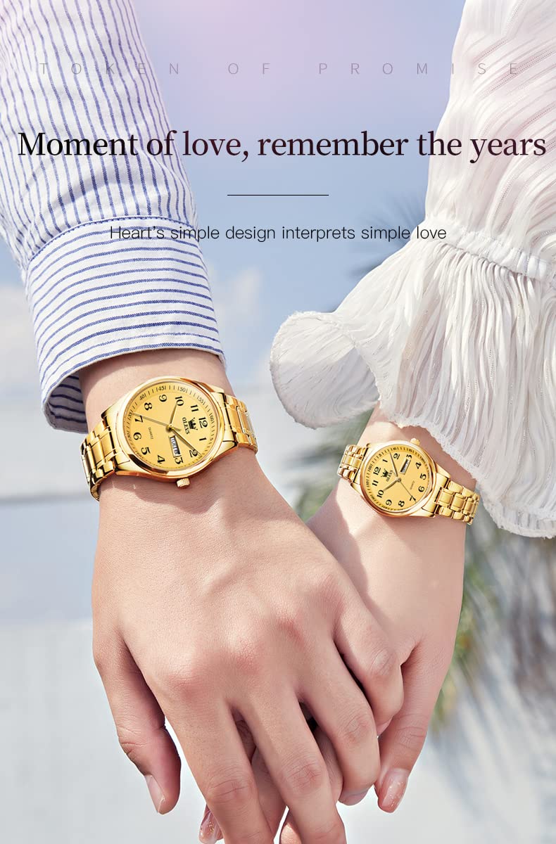 Foto 3 pulgar | Reloj Olevs De Cuarzo Dorado Impermeable Para Parejas De San Valentín - Venta Internacional.