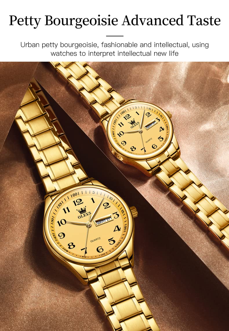 Foto 4 pulgar | Reloj Olevs De Cuarzo Dorado Impermeable Para Parejas De San Valentín - Venta Internacional.