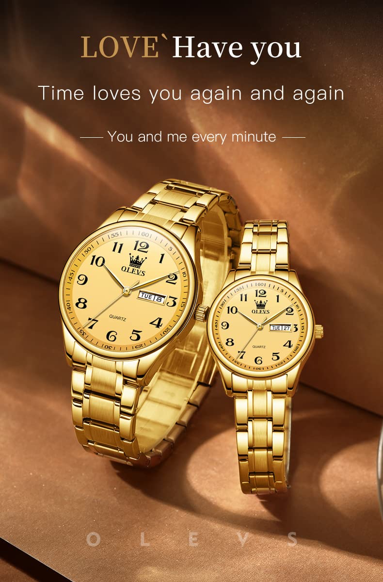 Foto 5 pulgar | Reloj Olevs De Cuarzo Dorado Impermeable Para Parejas De San Valentín - Venta Internacional.