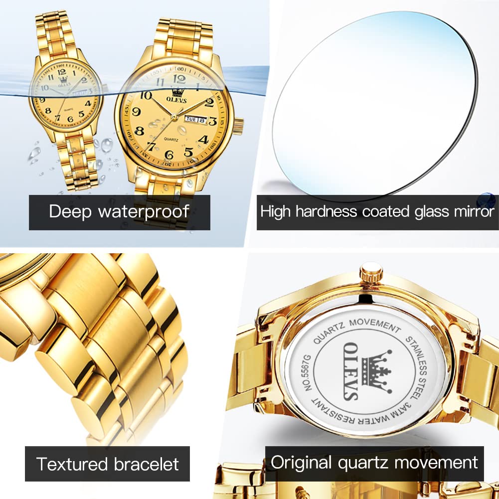 Foto 6 pulgar | Reloj Olevs De Cuarzo Dorado Impermeable Para Parejas De San Valentín - Venta Internacional.