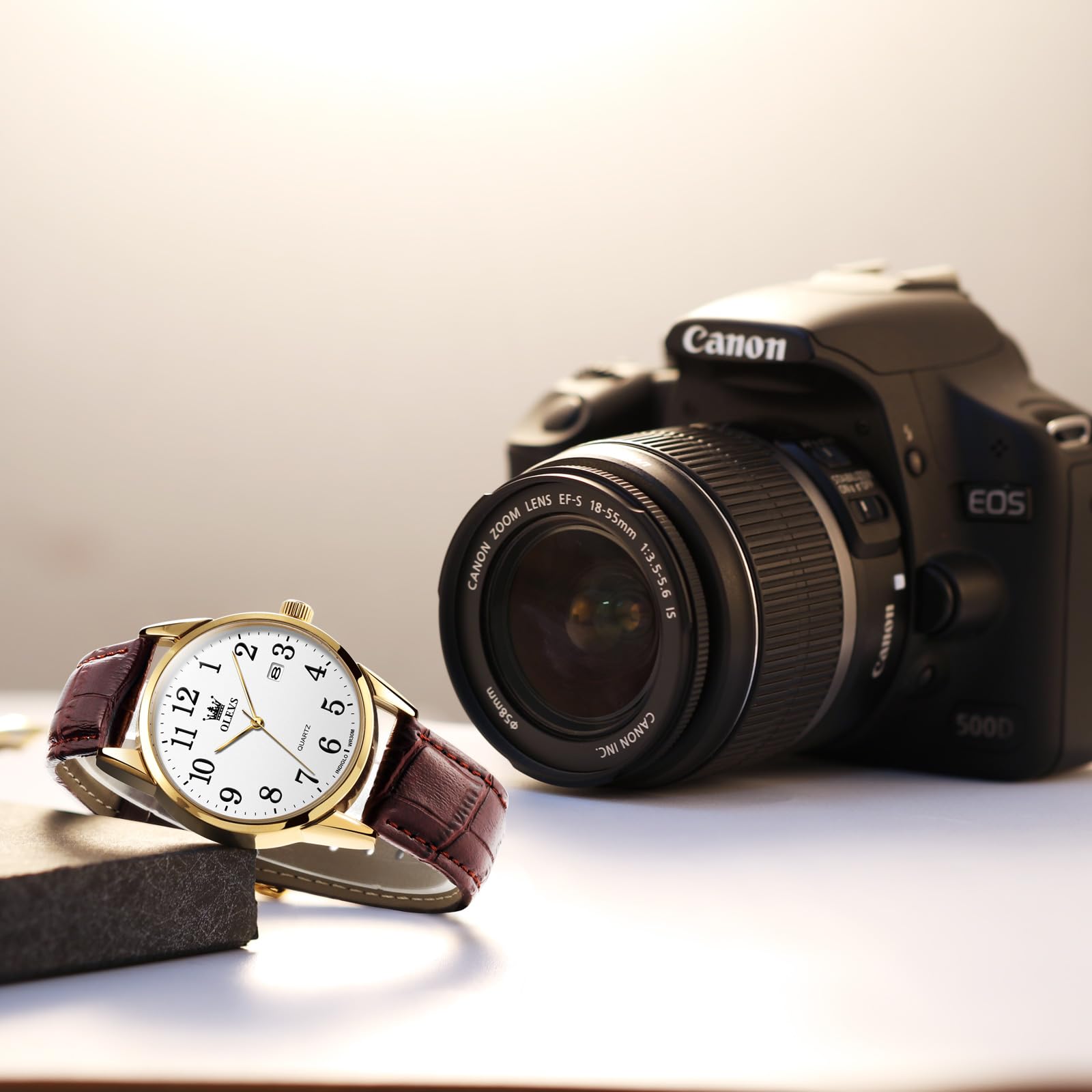 Foto 8 pulgar | Reloj Olevs De Cuero Marrón Para Hombre, Impermeable, Día Y Fecha - Venta Internacional.