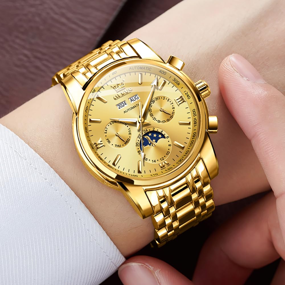 Foto 4 pulgar | Reloj Olevs Automatic Autobobinado Mecánico En Fase Lunar - Venta Internacional.