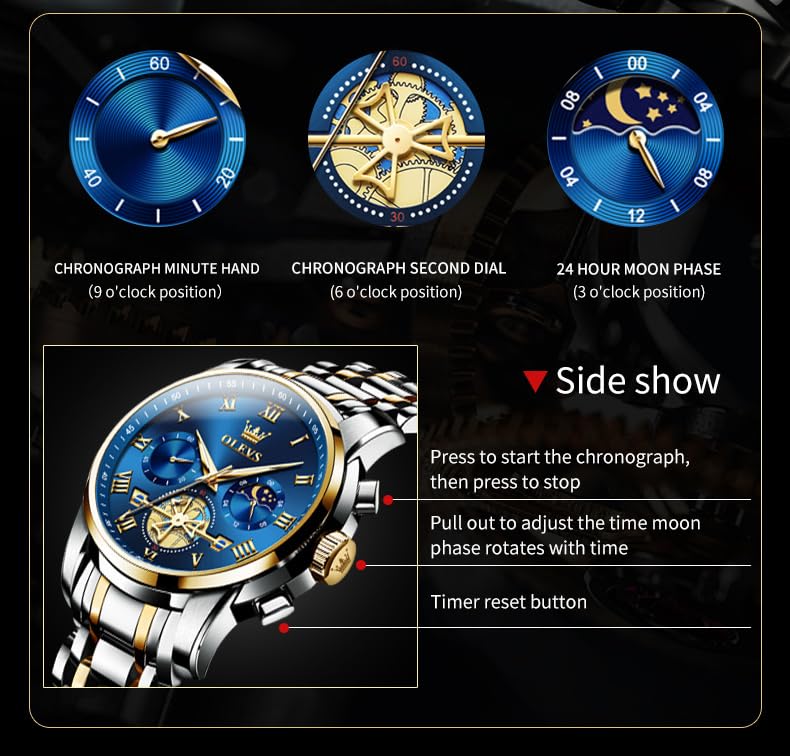 Foto 6 pulgar | Reloj De Pulsera Olevs Chronograph Business Casual Quartz Para Hombre - Venta Internacional.