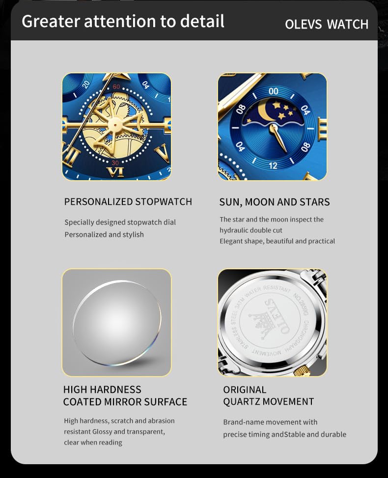 Foto 7 pulgar | Reloj De Pulsera Olevs Chronograph Business Casual Quartz Para Hombre - Venta Internacional.
