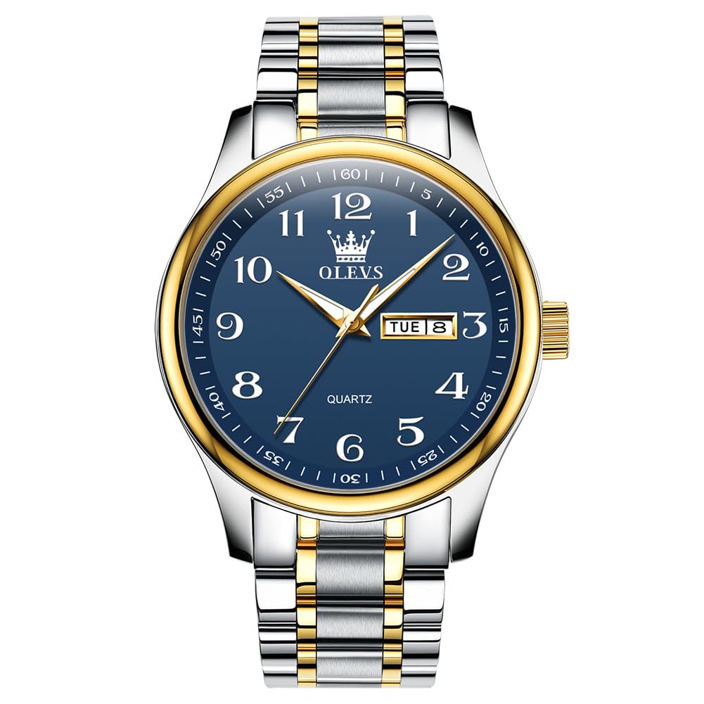 Foto 1 | Reloj Olevs Analógico Acero Inoxidable Azul Con Fecha Para Hombre - Venta Internacional