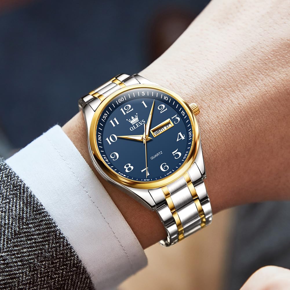 Foto 2 | Reloj Olevs Analógico Acero Inoxidable Azul Con Fecha Para Hombre - Venta Internacional