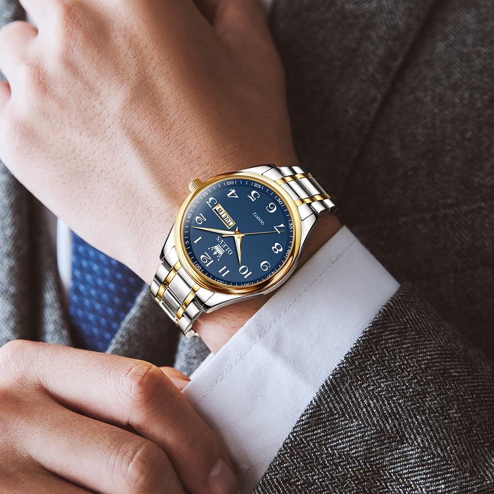 Foto 3 | Reloj Olevs Analógico Acero Inoxidable Azul Con Fecha Para Hombre - Venta Internacional