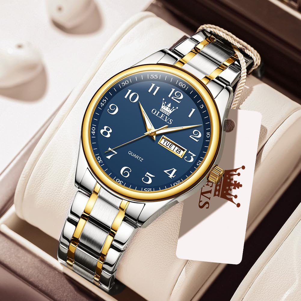 Foto 4 | Reloj Olevs Analógico Acero Inoxidable Azul Con Fecha Para Hombre - Venta Internacional