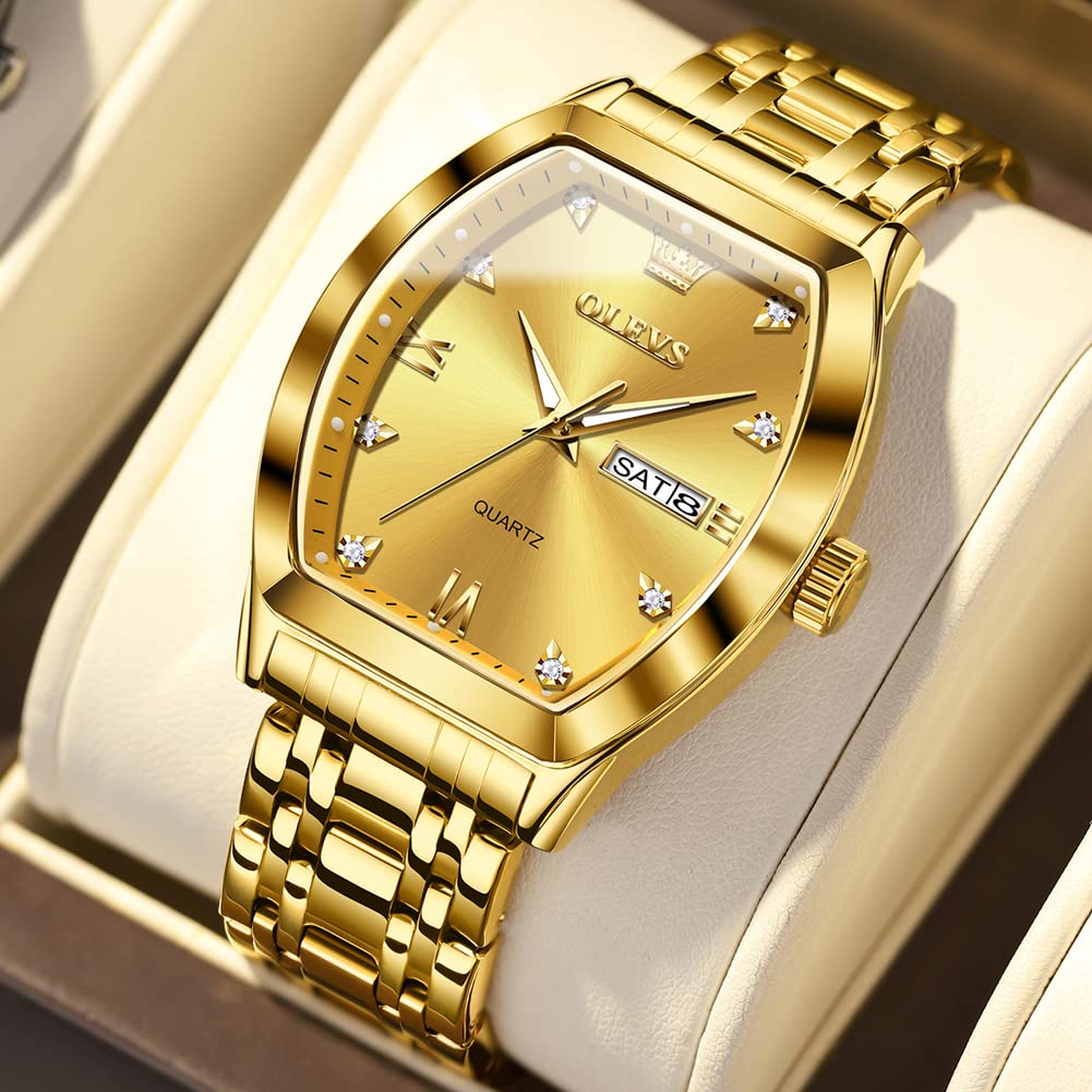Foto 2 | Reloj Olevs Gold Square Face Resistente Al Agua Para Hombre - Venta Internacional
