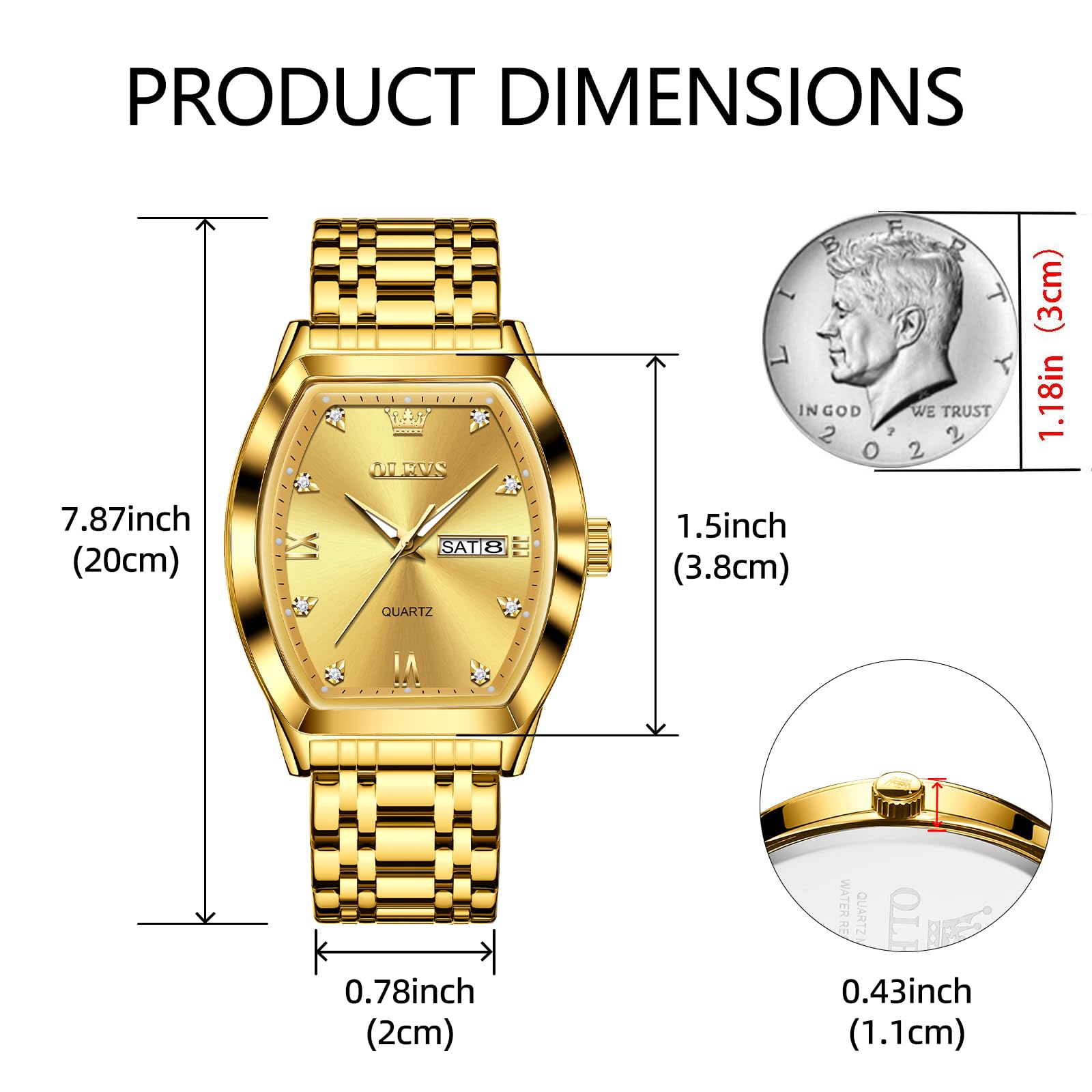 Foto 5 pulgar | Reloj Olevs Gold Square Face Resistente Al Agua Para Hombre - Venta Internacional
