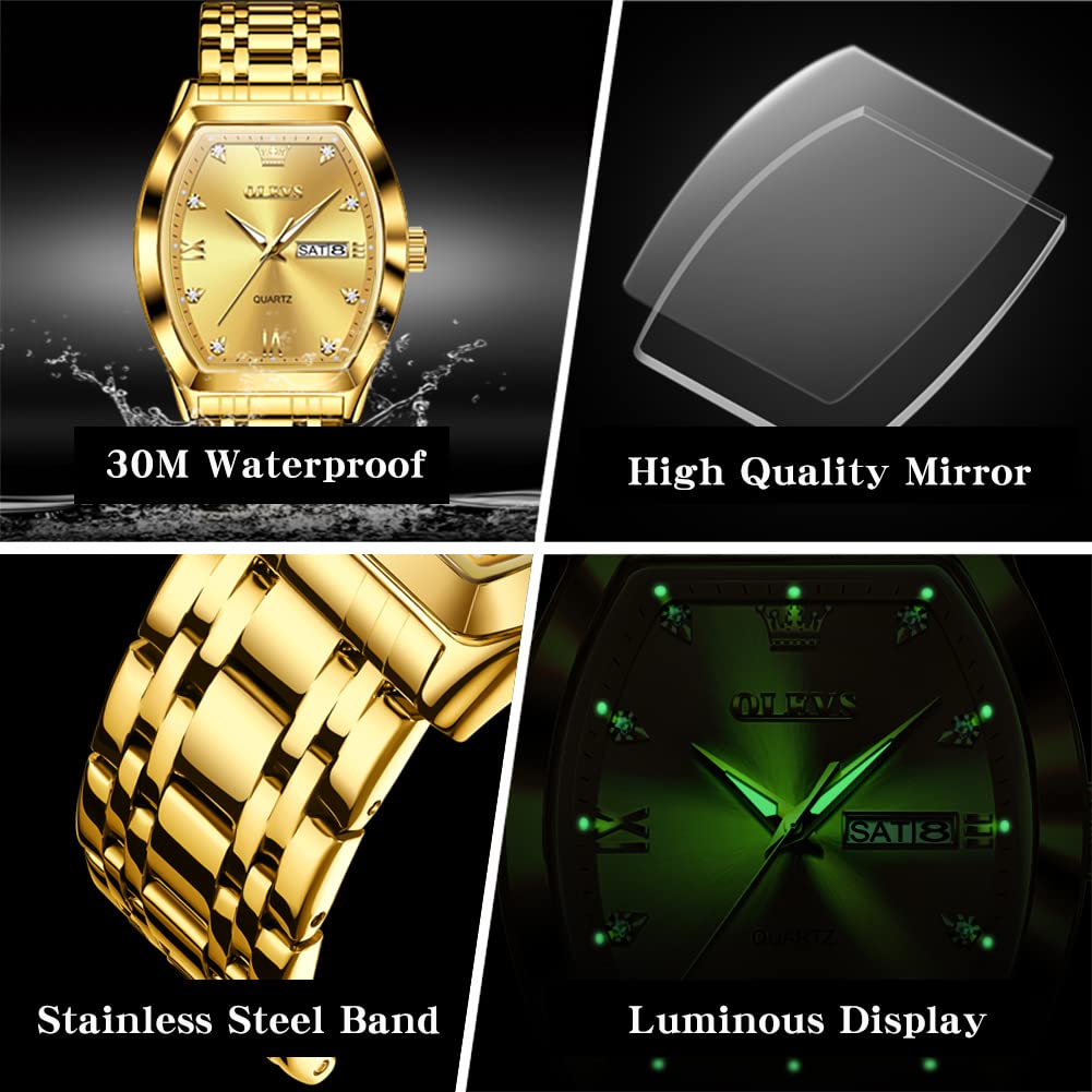 Foto 6 pulgar | Reloj Olevs Gold Square Face Resistente Al Agua Para Hombre - Venta Internacional