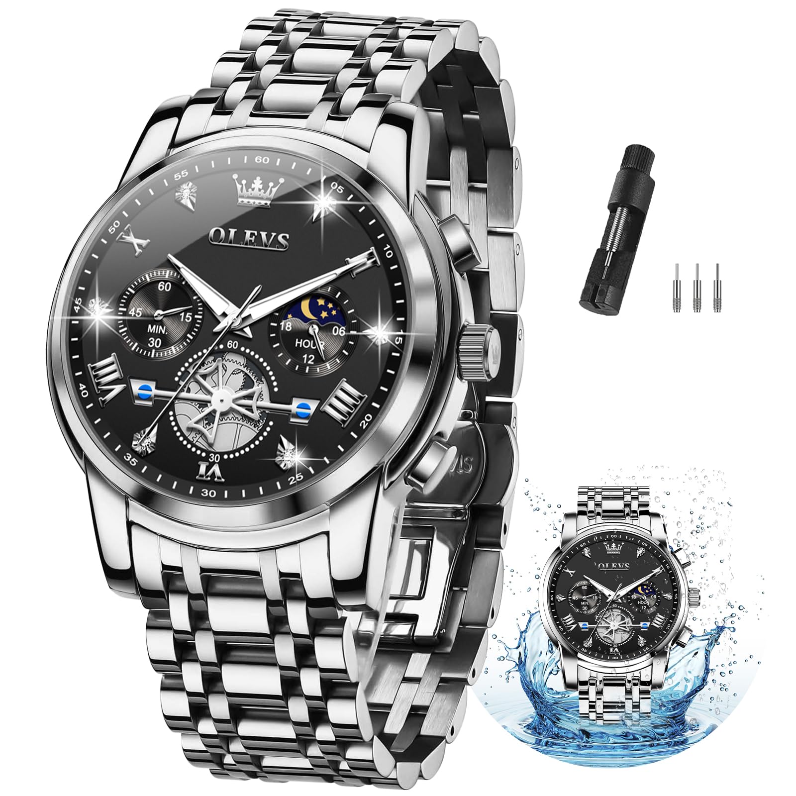 Foto 2 pulgar | Reloj Olevs Plateado para Hombre-Venta Internacional