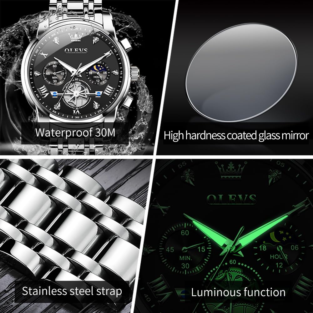 Foto 5 pulgar | Reloj Olevs Plateado para Hombre-Venta Internacional