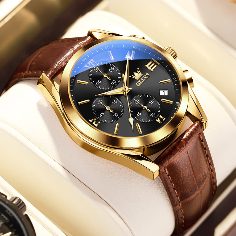 Foto 4 pulgar | Reloj Olevs Cuero Marrón para Hombre