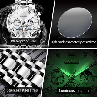 Foto 4 | Reloj Olevs Plateado para Hombre-Venta Internacional