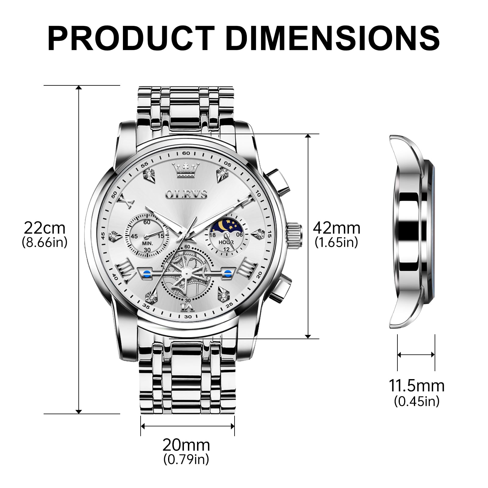 Foto 7 pulgar | Reloj Olevs Plateado para Hombre-Venta Internacional