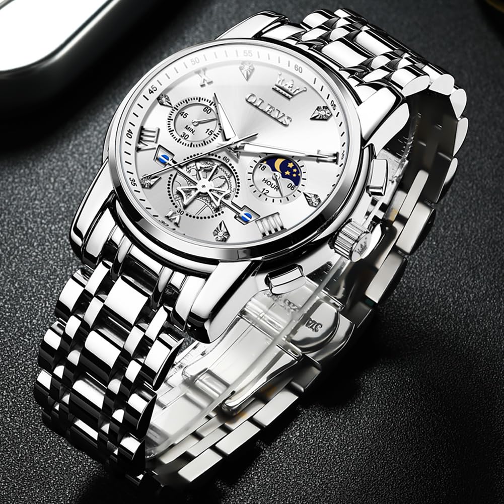 Foto 8 pulgar | Reloj Olevs Plateado para Hombre-Venta Internacional
