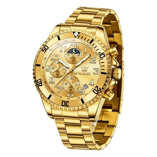 Foto 1 | Reloj Olevs Gold para Hombre Moon Phase De Acero Inoxidable De 43 mm - Venta Internacional