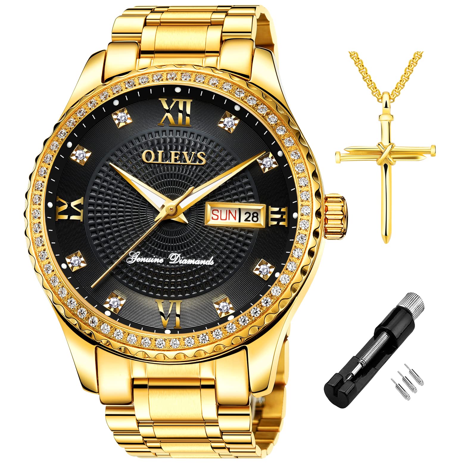 Foto 2 pulgar | Reloj Olevs Acero Inoxidable Dorado Para Hombre - Venta Internacional
